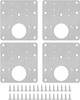4 Pcs Cabinet Hinge Repair Plate,Kitchen Cupboard Hinge Repair kit,Stainless Steel Cupboard Door Hinges Repair Plates with Holes,Flat Fixing Joining Mending Plates Brackets with 32 Pcs Screws