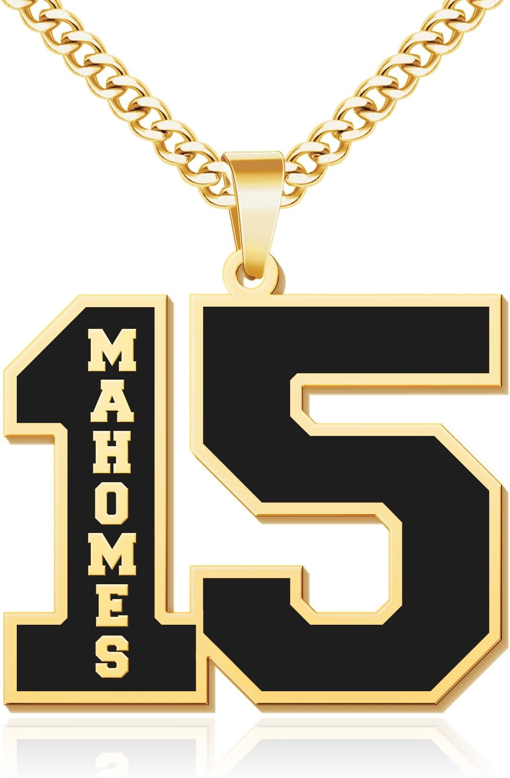 Custom Football Number Necklace for Boys, 0-99 Athlete Jersey Sport Number Necklace with Name, 18K Gold Plated Football Jewelry Personalized Gifts for Men
