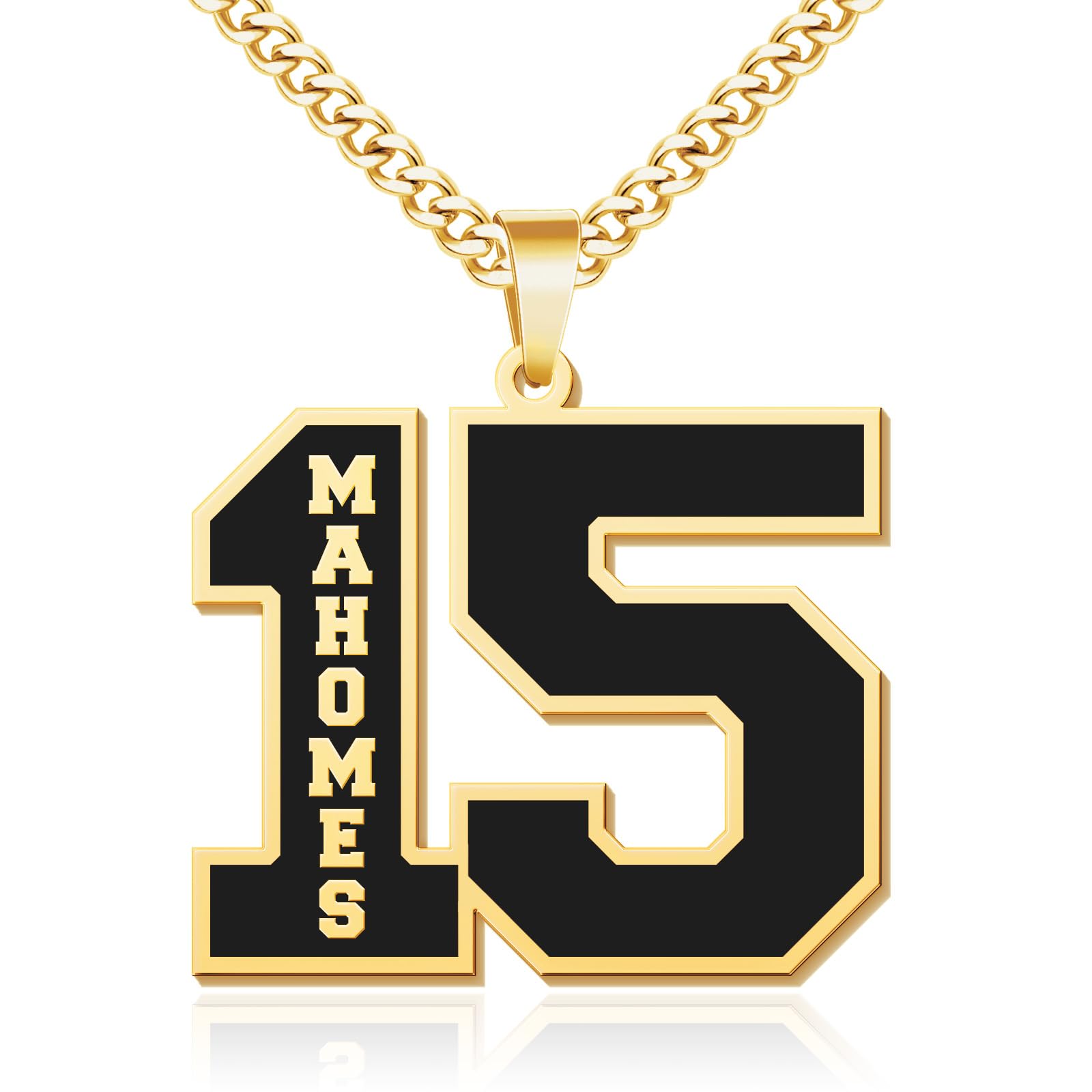 Custom Football Number Necklace for Boys, 0-99 Athlete Jersey Sport Number Necklace with Name, 18K Gold Plated Football Jewelry Personalized Gifts for Men