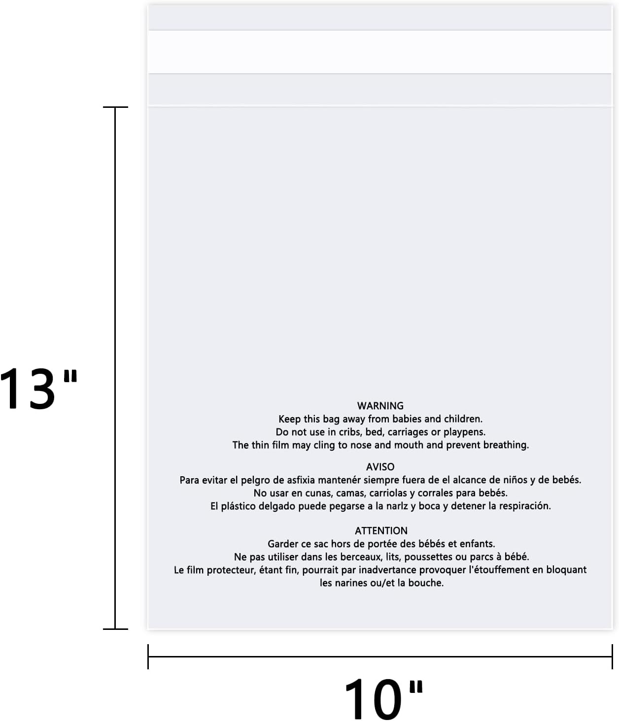 10" x 13" (1000 Count) - Clear Poly Bags with Suffocation Warning Self Seal for Packaging, Shirts, Clothing & FBA - Permanent Adhesive - Image 2