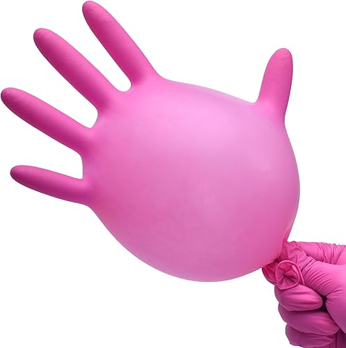Miniatura 4 de Guantes de nitrilo sin polvo, caja de 100 unidades, 3 mil, guantes desechables de nitrilo sin látex, sin polvo, rosafucsia