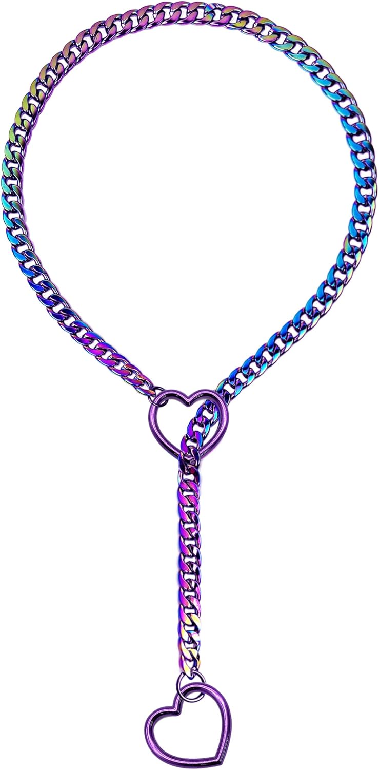 Slip Chain Necklace For Women, Black Heart O-Ring, Cuban Long Necklace Jewelry, Lariat Y-Necklace