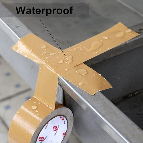 Miniatura 4 de BOMEI PACK Cinta adhesiva color beige bronceado, resistente, 0.354 in de grosor, 2 pulgadas x 30 yardas, flexible, sin residuos, impermeable y