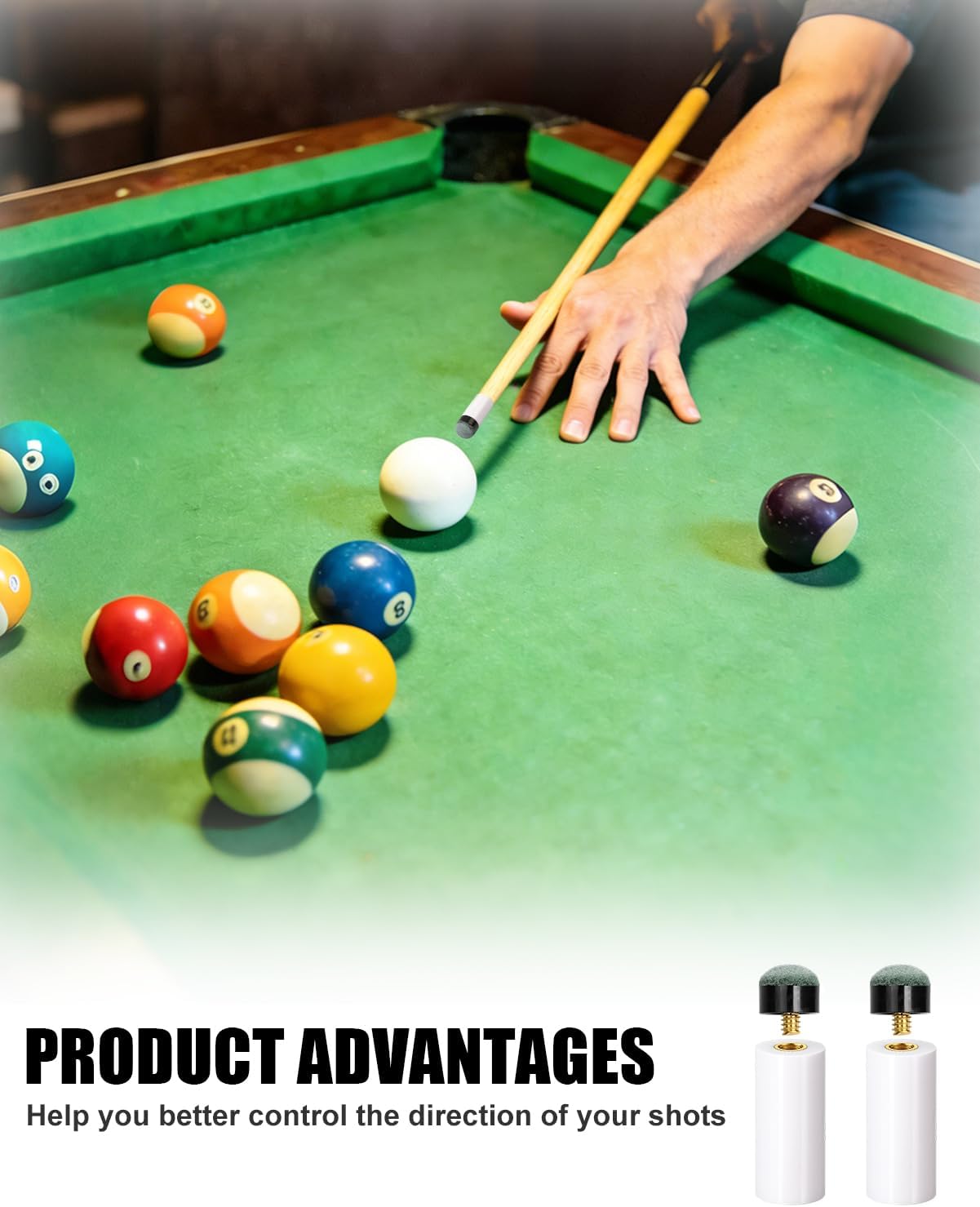 Pool Cue Tips Replacement Kit Screw On Billiard Stick Tips with White Ferrules for Pool Table Accessories