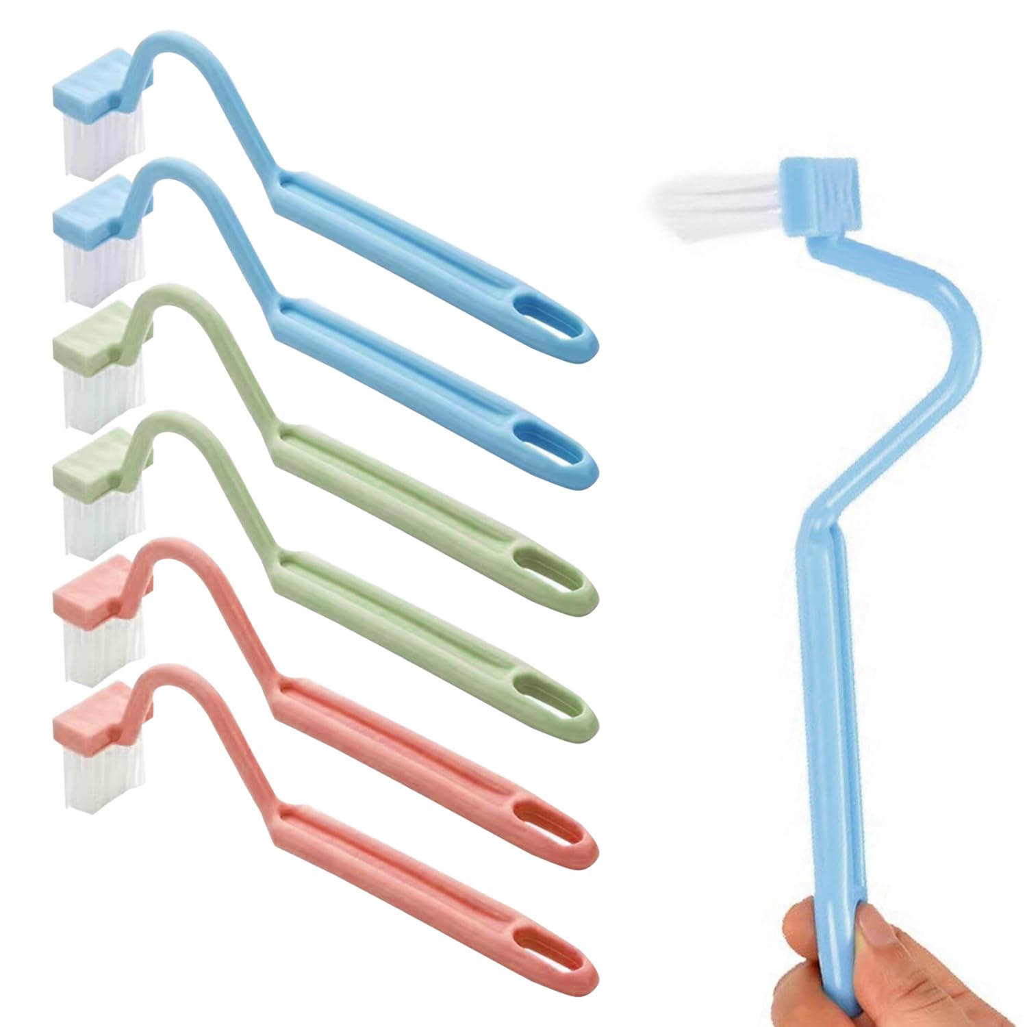 USHXVG 6 Pieces S Shape Toilet Cleaning Brush With Rim Cleaner, Curved, Under Rim, Small Cleaning Brush, Blue, Green, Pink, 20*4cm