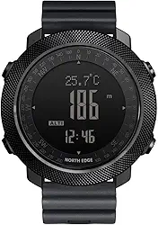 NORTH EDGE Relógios táticos Apache – Relógios militares de sobrevivência de esportes ao ar livre digitais para homens, bússola, rocha sólida, pulseira durável, rastreador de passos, pedômetro de