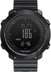 NORTH EDGE Relógios táticos Apache – Relógios militares de sobrevivência de esportes ao ar livre digitais para homens, bússola, rocha sólida, pulseira durável, rastreador de passos, pedômetro de