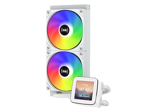 Miniatura 9 de SAMA LD - Enfriador líquido AIO de CPU de 9.449 in, pantalla LCD personalizada de 2.8 pulgadas, ventiladores ARGB PWM de 3 × 4.724 in, compatible