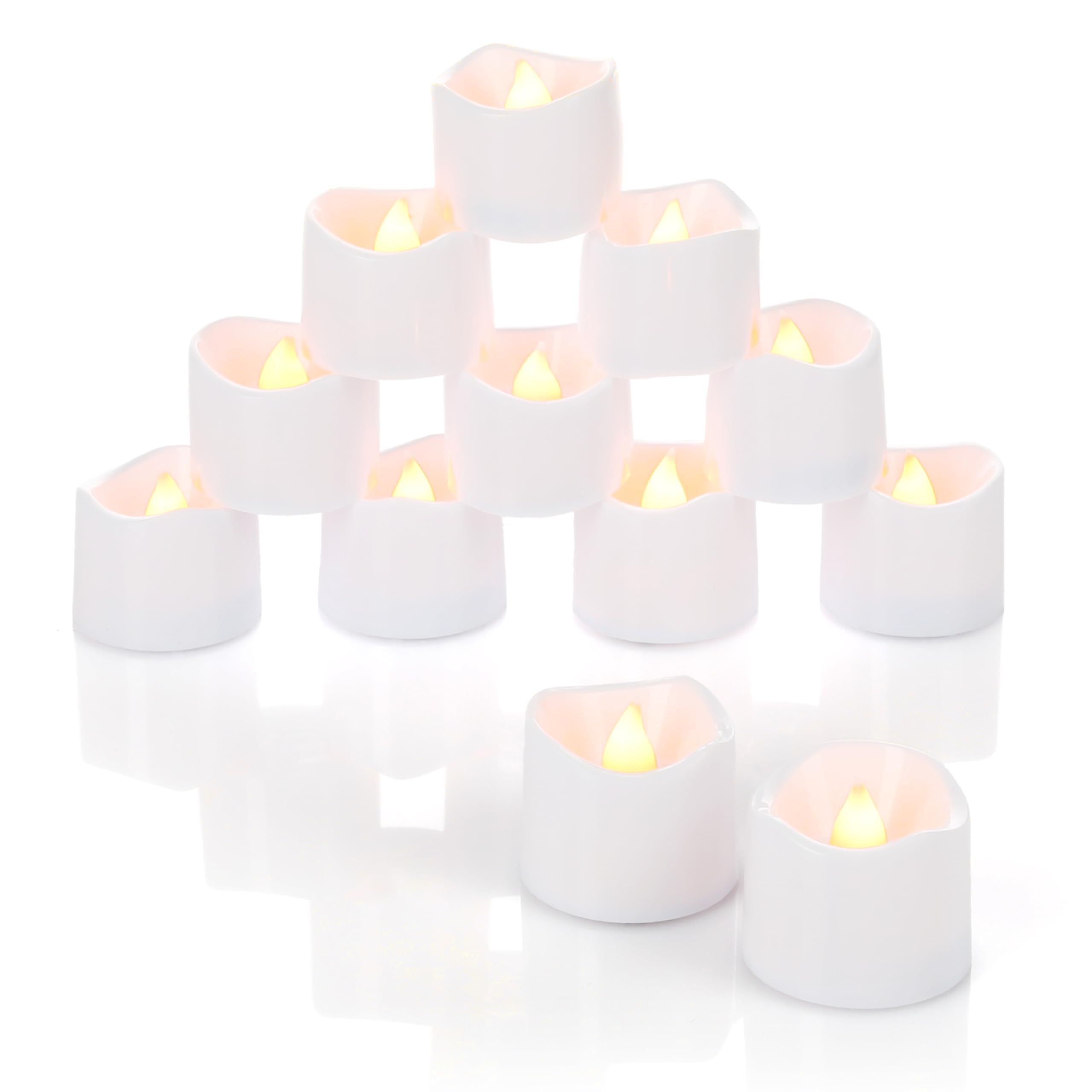 Nordstern LED Teelichter Warmweiß 12er Pack - Flackernde elektrische LED Kerzen - Batteriebetrieben mit Timer 6 Stunden an und 18 Stunden aus