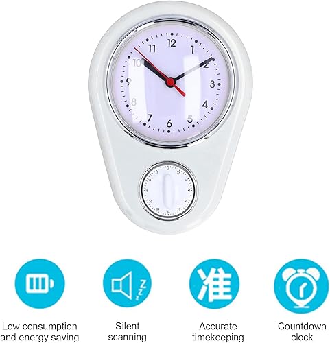 Miniatura 8 de Tyenaza Reloj de pared retro con temporizador de cocina de 9 pulgadas, multifuncional, innovador reloj de cuarzo de operación silenciosa para el