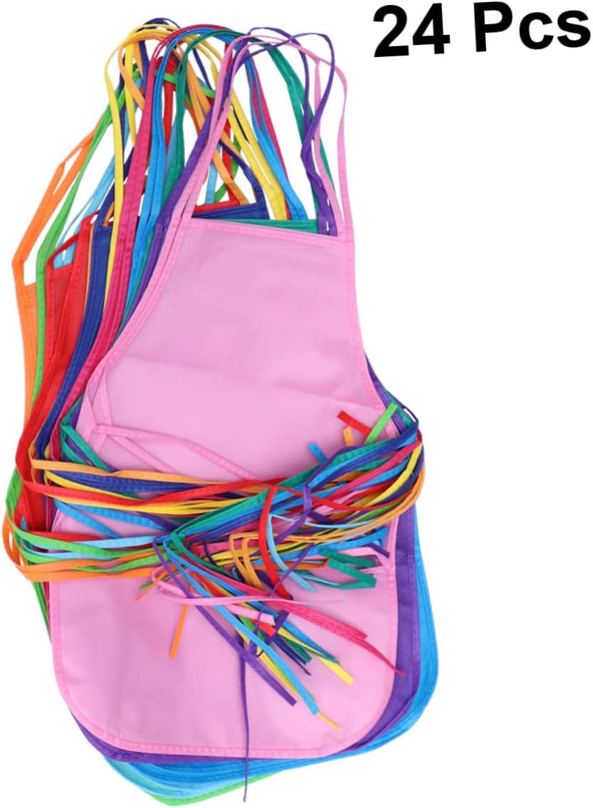 24pcs Boy Girl's Disposable Non-woven Fabric Artist Aprons Boys and Girls Painting Smocks for Art Activities Easy to Clean for Crafts Cooking and Outdoor Fun
