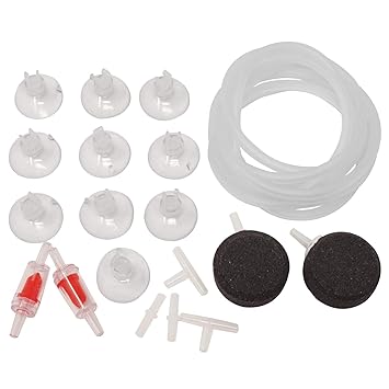 Honbay 19Pcs Aquariums Air Pump Accessories Set, 1Pc 6. 5Ft Airline Tubing, 2 Bubble Diffusers Air Stones, 2 Check Valves, 2 I Type and 2 T Type Connectors and 10 Suction Cups