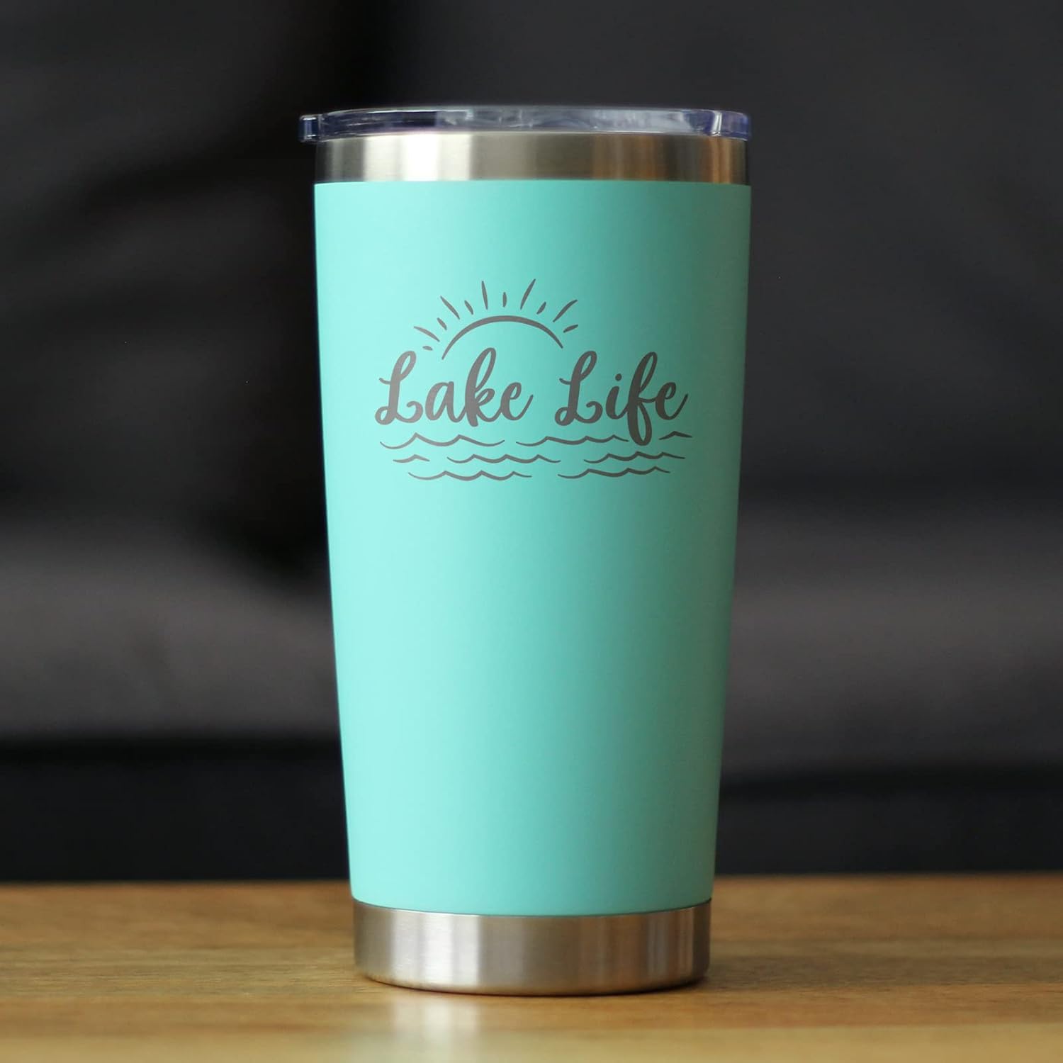 Bevvee Lake Life - Insulated Coffee Tumbler Cup with Sliding Lid - Stainless Steel Insulated Mug - Cute Outdoor Camping Mug and Lake House Decor - Teal - Image 2