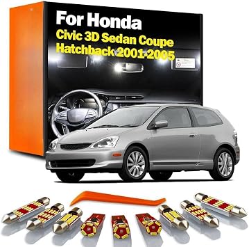 LED Interior Light License Plate Lamp Kit Car Light, Honda Civic 3D Sedan Coupe Hatchback 2001-2004 2005 Vehicle LED Interior Light License Plate Lamp Kit Car Light