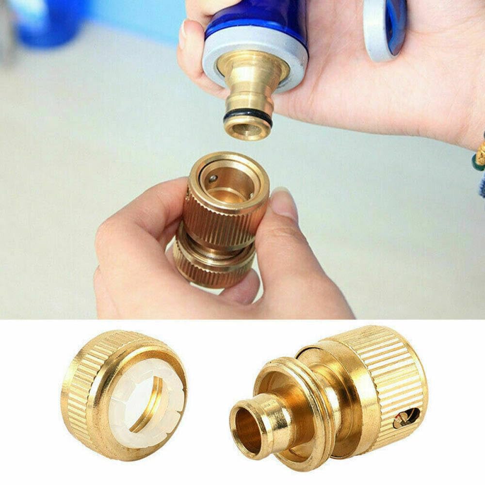 Adaptador de Manguera Revestido de latón, 1/2" Acoplamiento de Manguera de jardín con Conector Giratorio de conexión rápida para riego, 1 Pieza, 1/2"