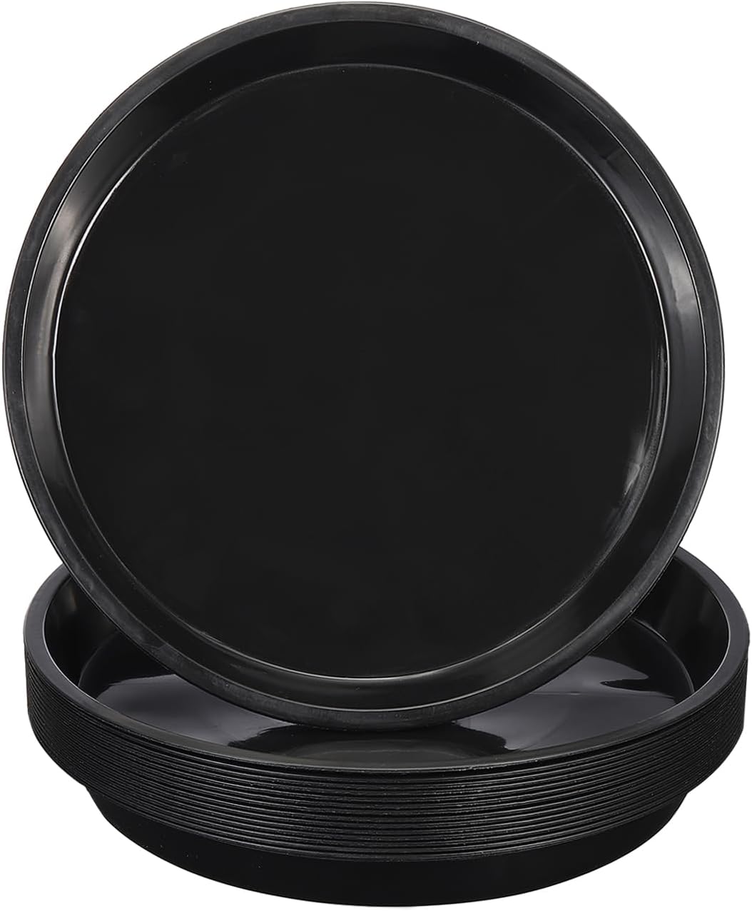 PATIKIL 16 Pack Plastic Plant Saucer, 12 Inch Plant Tray for Pots Round Plant Dish Plant Drip Trays Water Tray for Indoors Outdoors Garden, Black