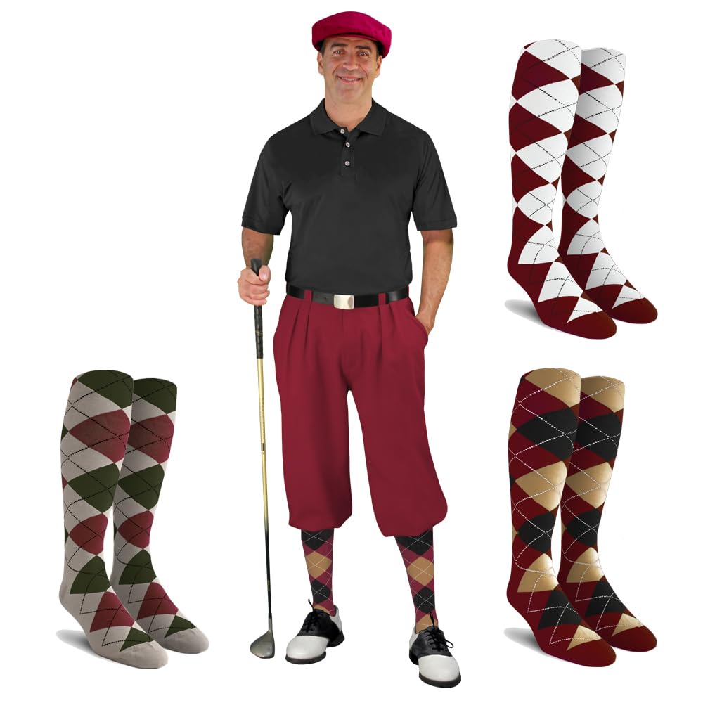 Golf Knickers Mens Albatross Golf Outfit - Golf Cap, 3 Argyle Socks
