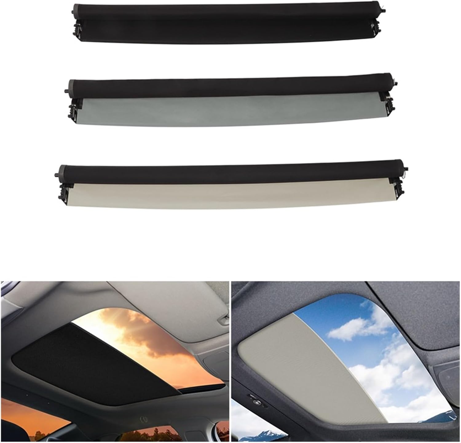 Car Panorama Sunroof Sunshade Curtain Cover Assembly Compatible For Lincoln MKZ 2014 2015 2016 2017 DS7Z54519A02AB(C Right Electric)