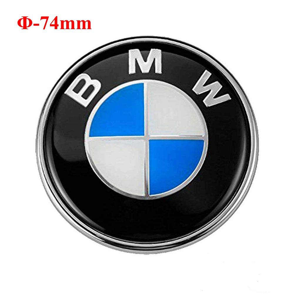 74mm BMW Emblem, 2 Pin Replacement Badge Hood or Trunk Logo Fit for BMW 3-Series, 5-Series, 6-Series, 7-Series, X1, X3, X5