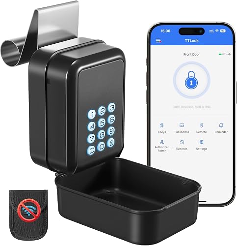 Thlevel Smart Car Key Lock Box APP Control for Turo, Black