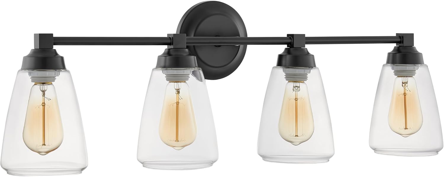aspen creative 62732-05-4, four-light metal bathroom vanity wall light fixture, 30 1/8" wide, transitional design in oil rubbed bronze with clear glass shade 4 light - 30 1/8" width oil-rubbed bronze