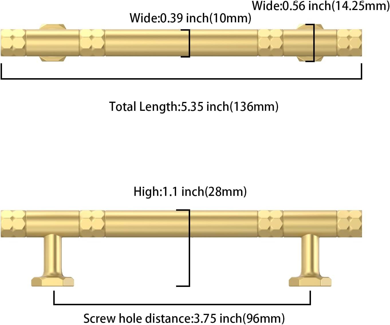 Asidrama 10 Pack 3.75 Inch(96mm) Gold Kitchen Cabinet Handles, Cabinet Pulls Kitchen Cabinet Hardware for Cupboard Drawer Pulls