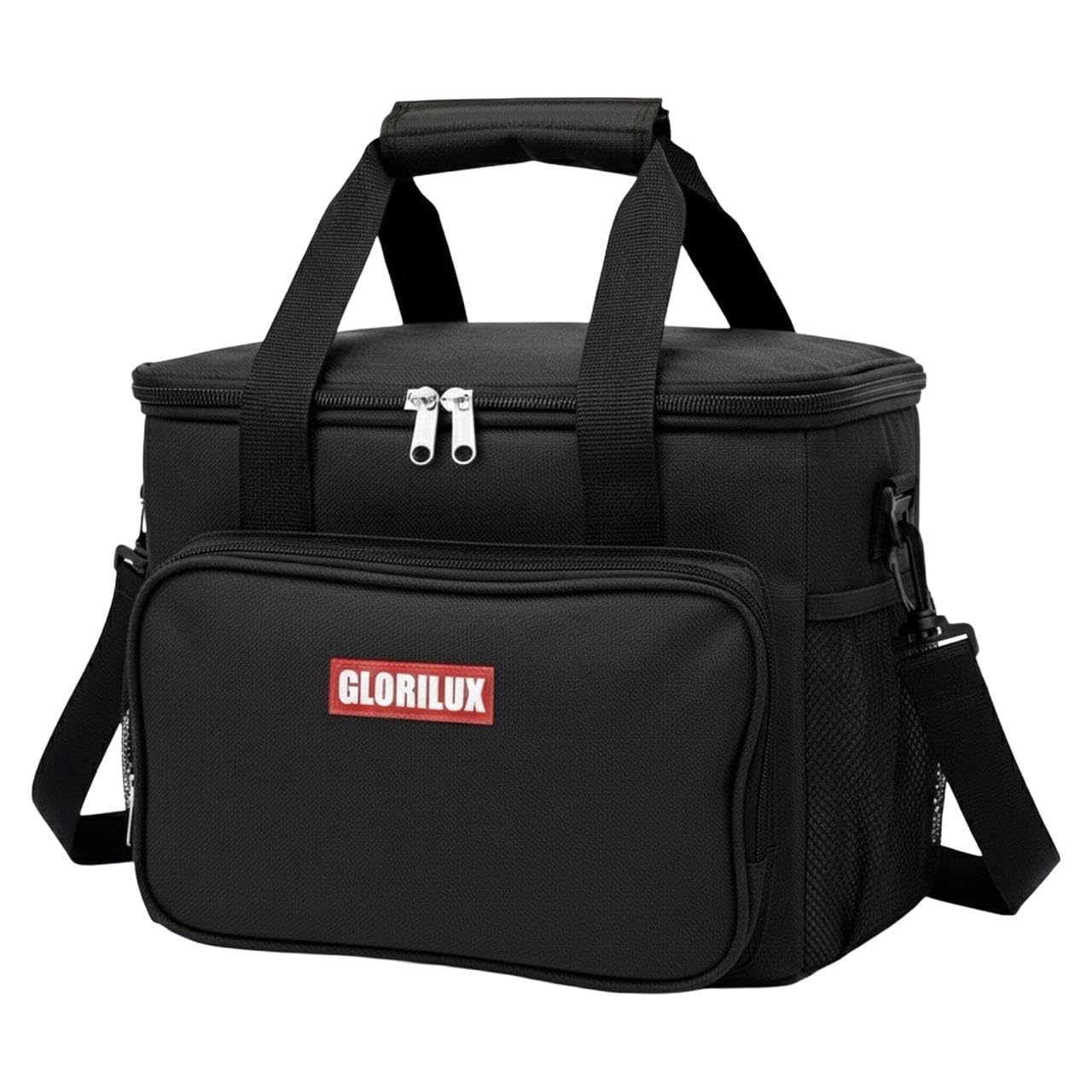 GLORILUX Cool Bag 15L Insulated Lunch Bag for Men/Women – 600D Oxford Fabric - Food Grade PEVA Foil - Fits 24 Cans – Cooler Bags for Work, Office, School, Picnic, Beach and Outdoor – Leakproof (BLACK)