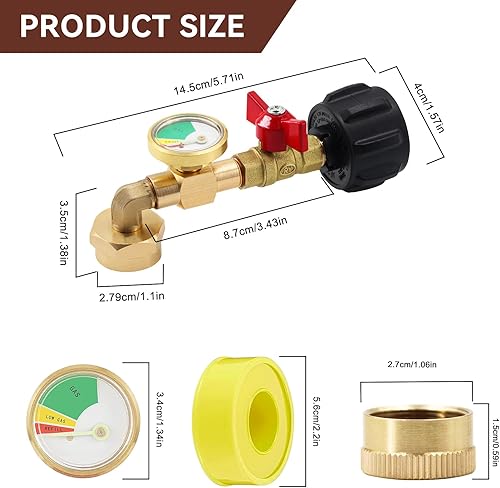 Miniatura 2 de Newthinking Adaptador de recarga de propano para tanques de 1 libra, adaptador de tanque de propano con válvula y medidor, llena botellas de 1 libra