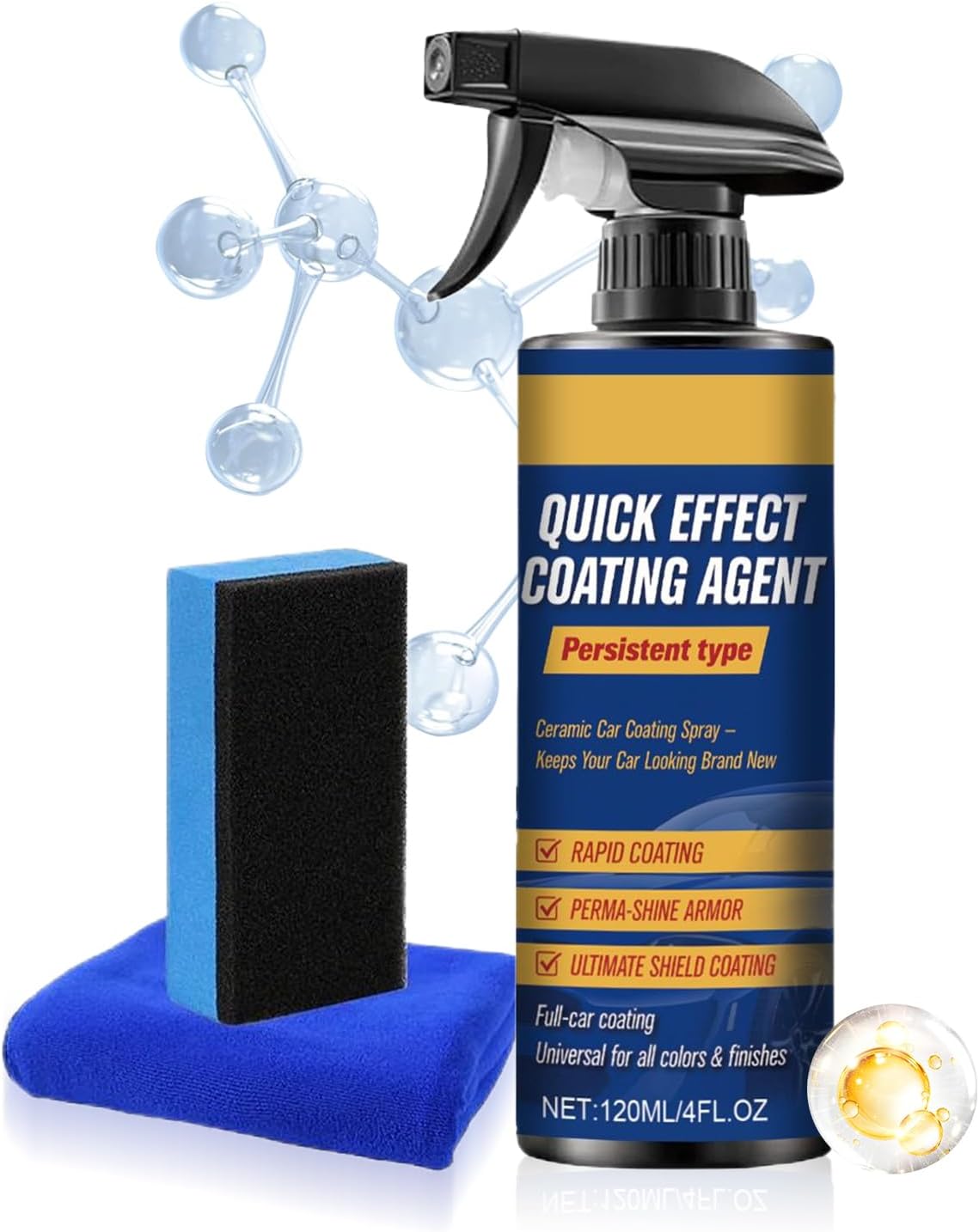 Ceramic Spray Coating, 120ml Quick Effect High Gloss Automotive Polish, Car Ceramic Protection with Easy Application, Detailing Spray with Nano Formula, Coating Liquid for Windshield Tire Trim