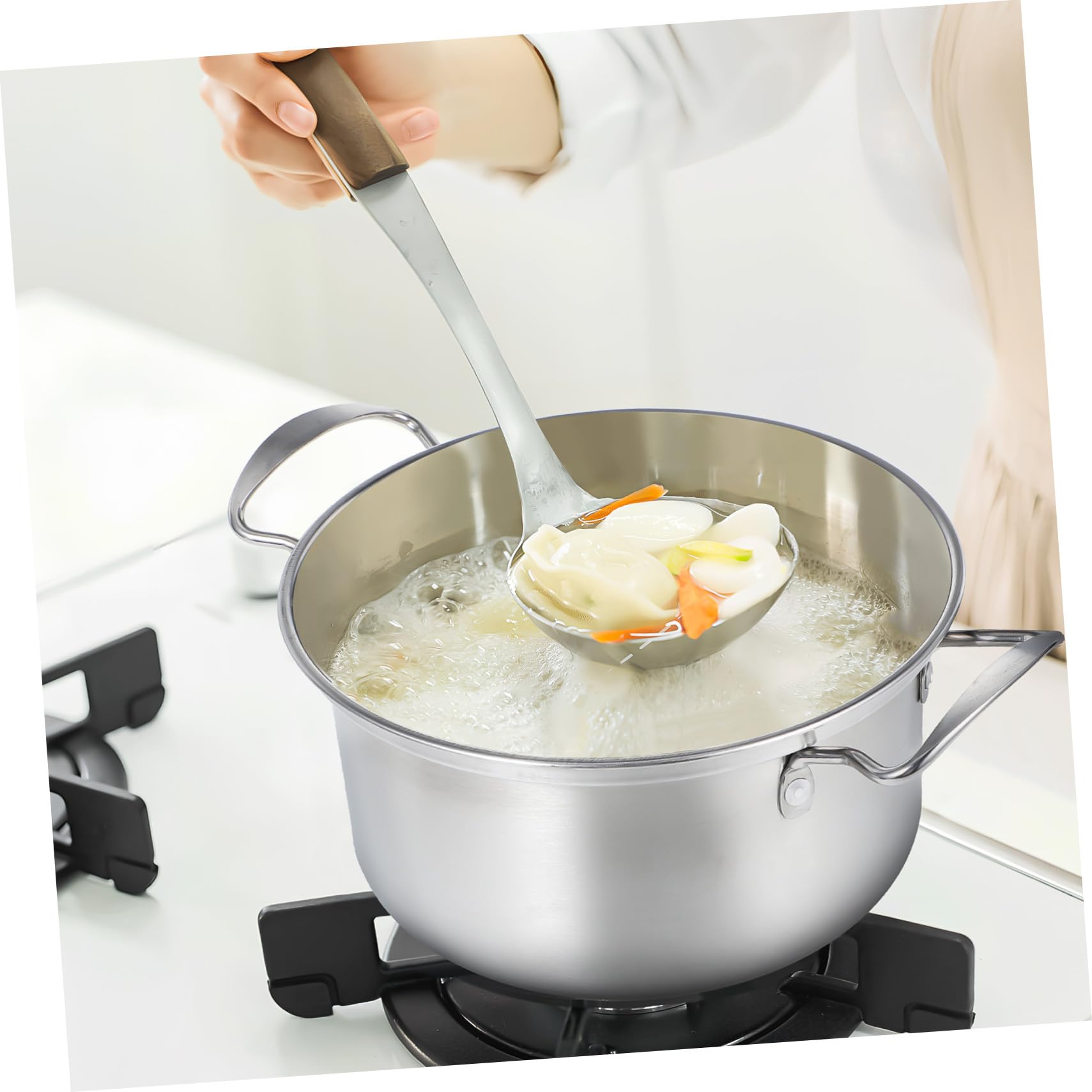 TOYANDONA Set Pentole per Brodo e Stufato in Acciaio Inox con Coperchi in Vetro, Pentole a Induzione Doppio Manico, 10 Pezzi per Cucina Domestica e Preparazione Zuppe