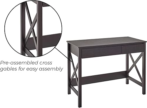 Miniatura 6 de ClosetMaid 3955 X-Frame Design Escritorio o consola con cajones, madera de nogal negro