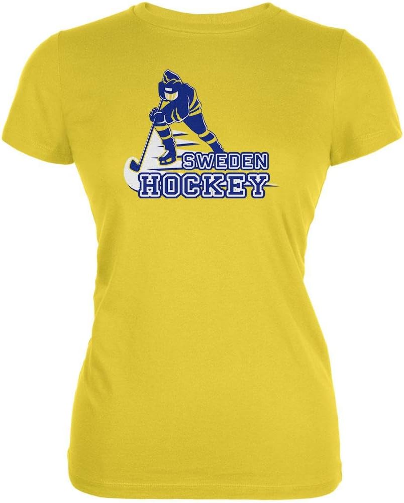 Old Glory Fast Hockey Player Country Sweden Juniors Soft T Shirt Sunshine 2XL Yellow