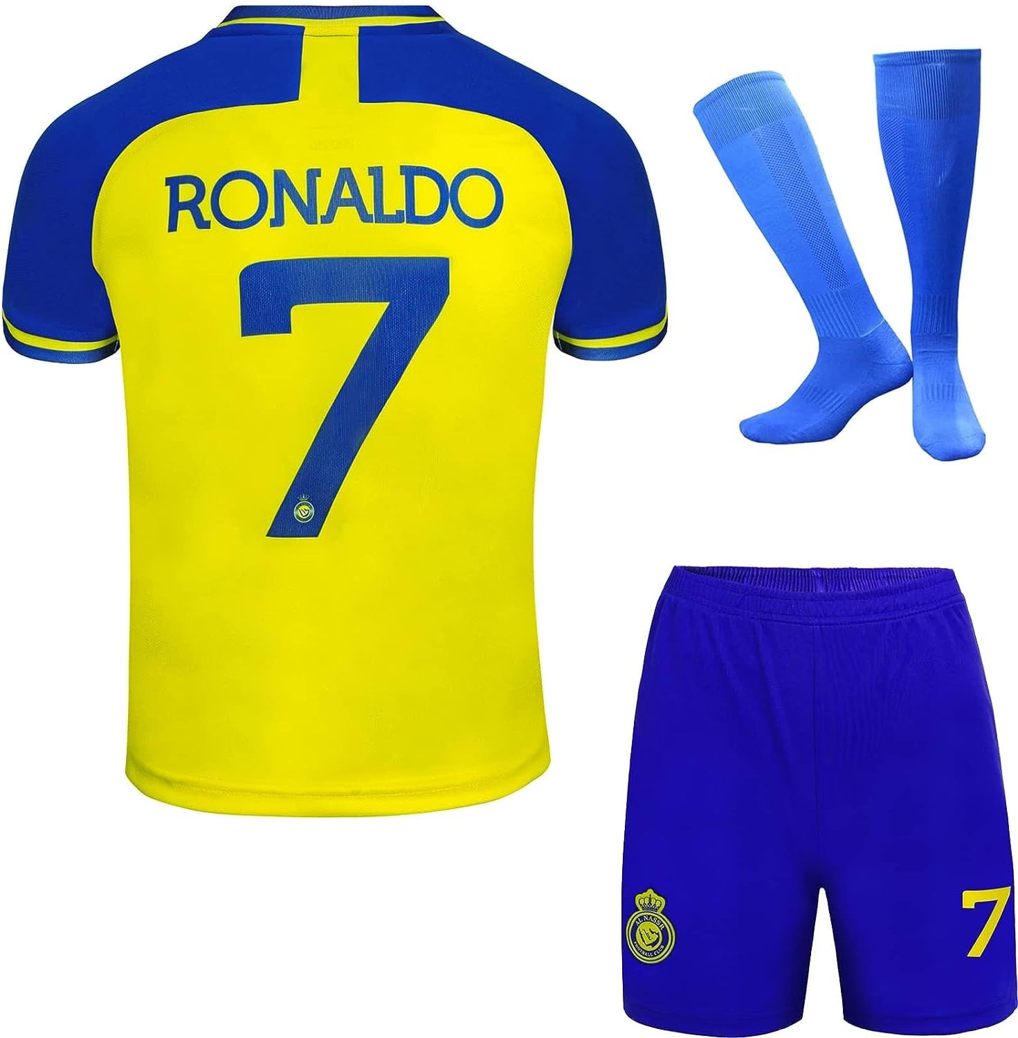 Ronaldo No #7 Nassr Riyadh Al Home Football Soccer Jersey/Shorts Socks Gift Set Youth Sizes