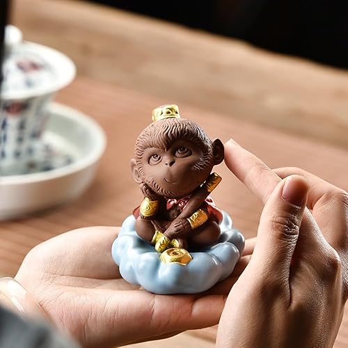 Miniatura 5 de Figura de cerámica con alfombrilla antideslizante y cuentas de Buda, escultura de Buda de meditación de 3.1 pulgadas de alto para decoración de