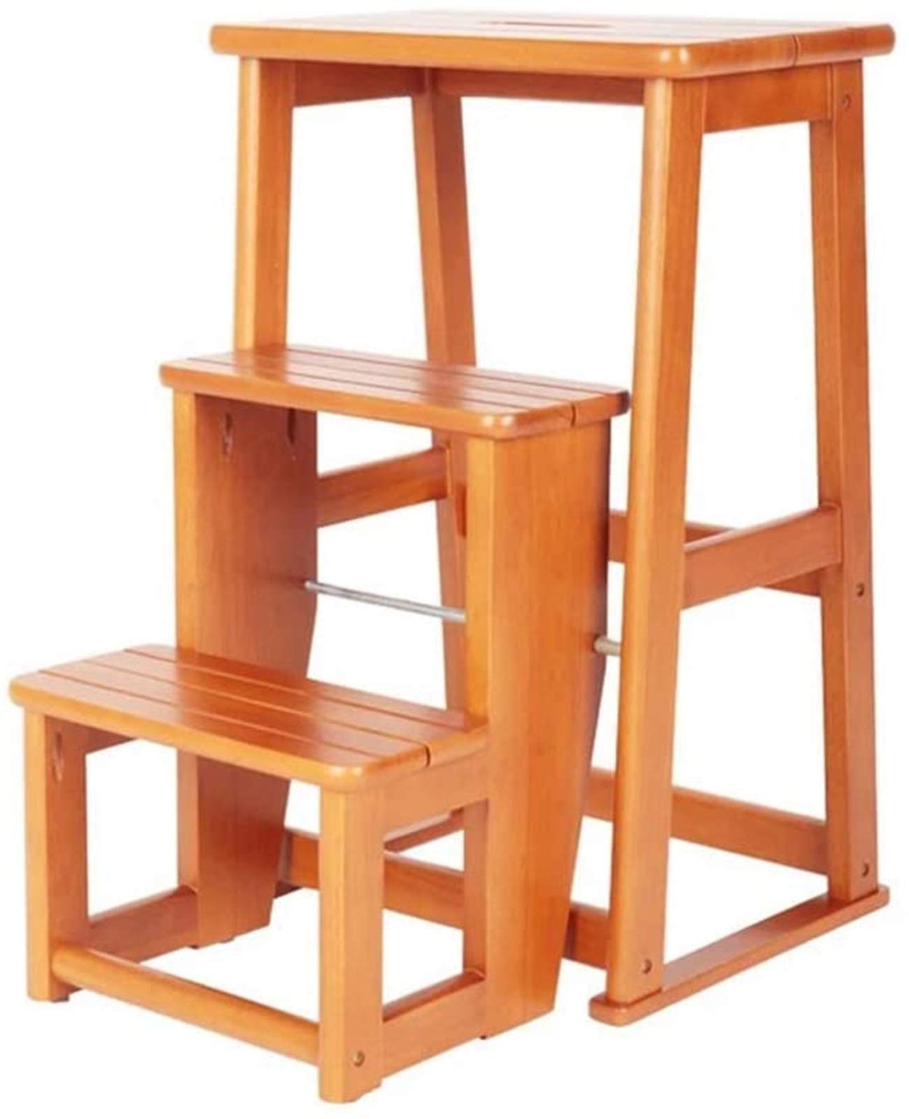 Escabeau 3 niveaux pliable en bois pour adulte : résolvez le manque de place