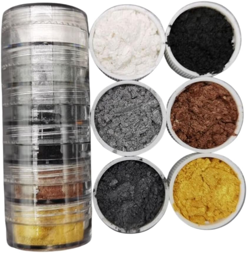Mica Powder Pigment Set 6 Colors for Soap Making Candle Making Bath Bombs Resin Art Nail Art Cosmetics Pearl Shimmer Powder for Epoxy Resin Jewelry Slime Painting DIY Arts and Crafts