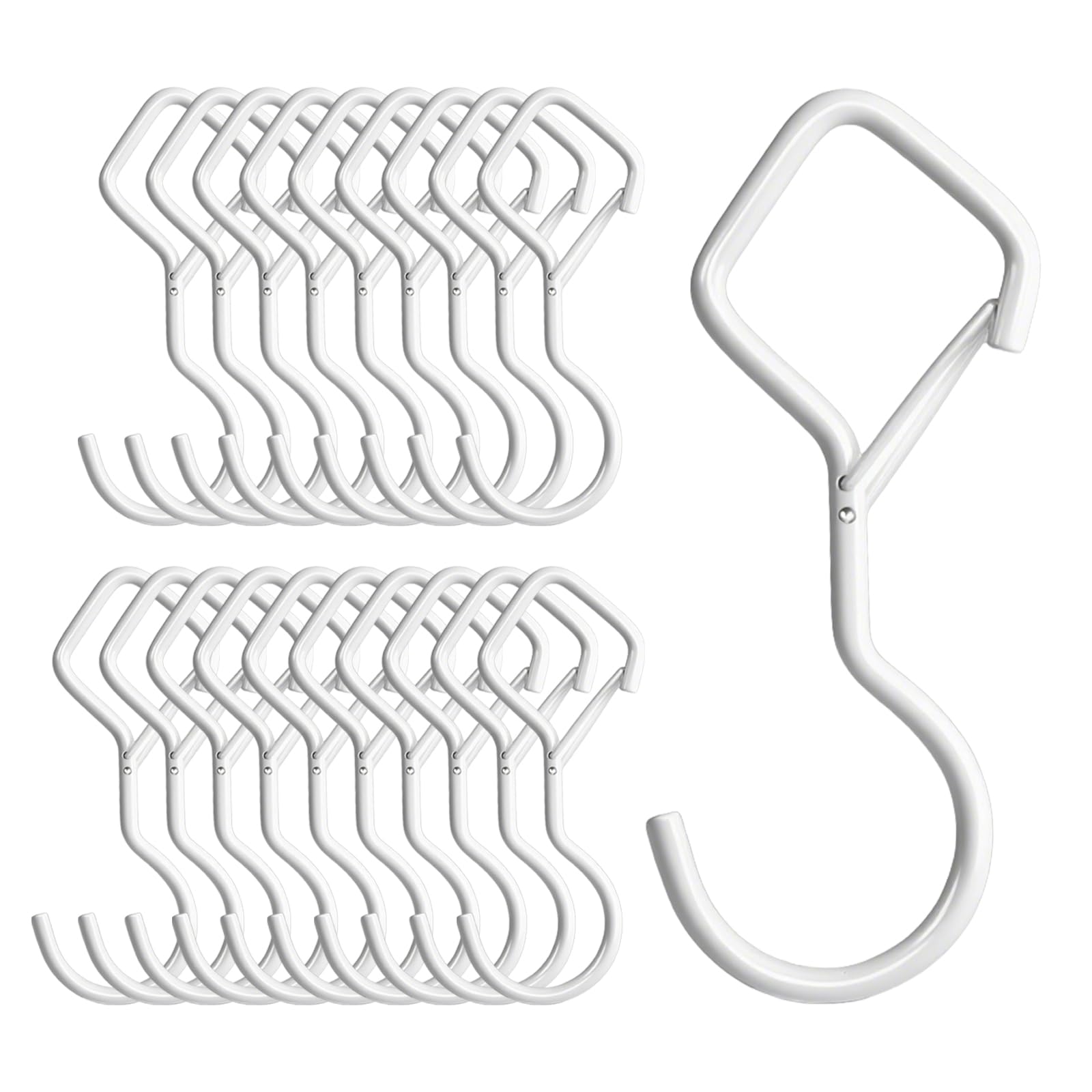 Heavy Duty S Hooks for Hanging with Lock, 4.72 Inch Metal Screw Hooks for Plants, Kitchen Utensils, Bags, Towels, and Outdoor Storage, Plant Hangers and Hanging Hooks (White, 20 pcs)