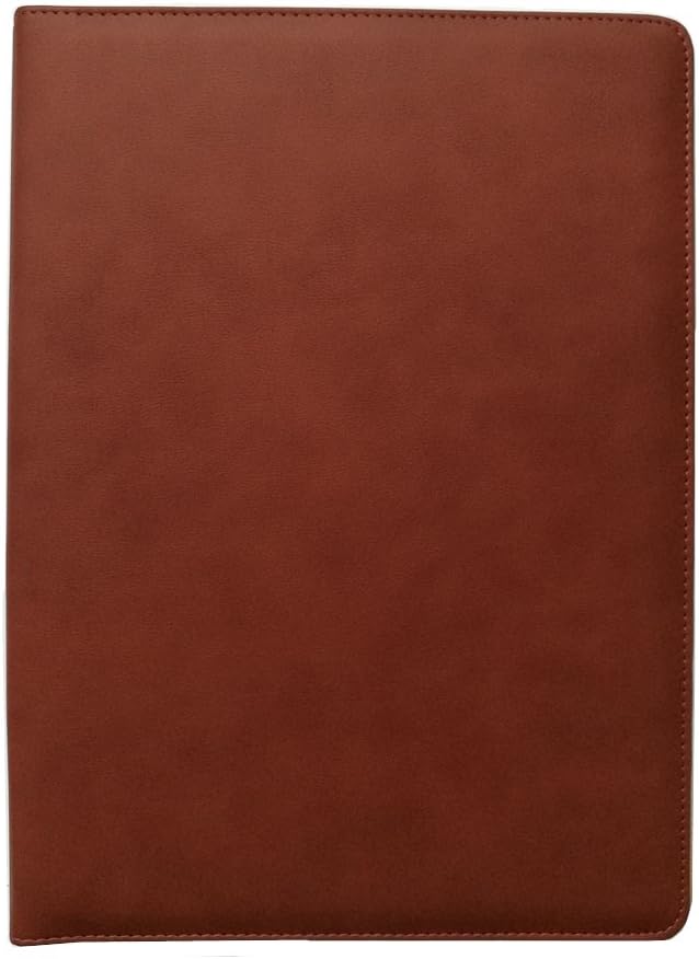 Office Portfolio Organizer Business Padfolio 12-bit Solar Calculator A4 PU Leather Conference Folder Holder Clipboard Cover with Writing Pad eBook (Brown)