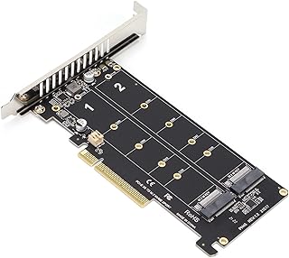 PCIE X8 M Key Hard Drive Converter Reader Expansion Card Dual M.2 NVMe SSD Adapter Card, Supports PCIE 3.0, PCIE 4.0, 2 X 32Gbps Transmission Speed, Improved Performance (ph45)