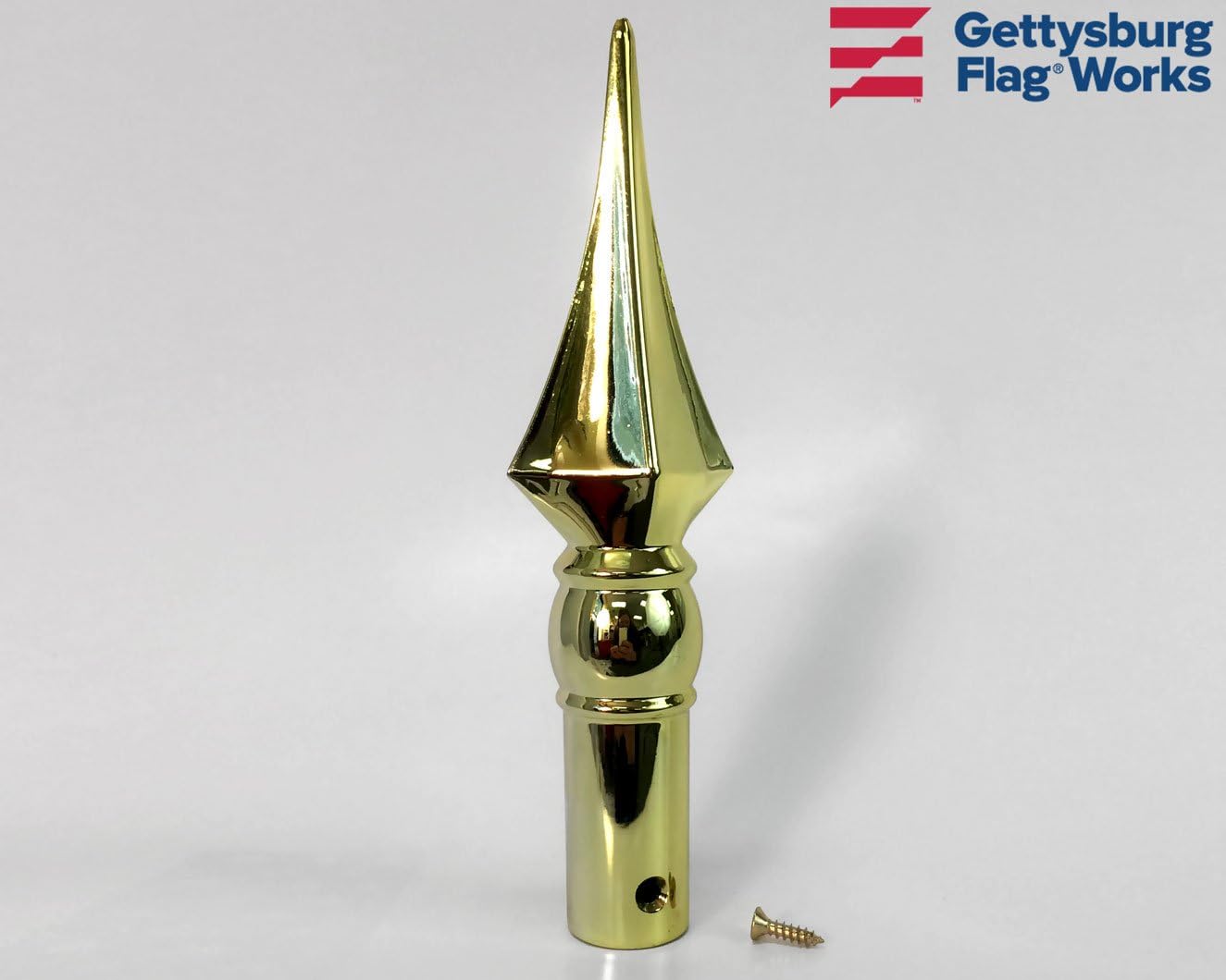 8" Gold Plastic Square Spear for Indoor or Parade Flagpole Finial Topper
