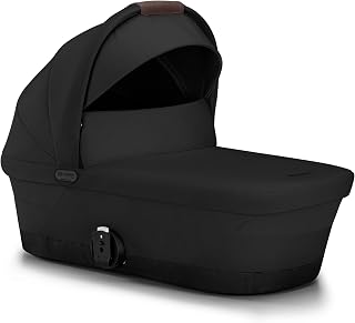 Cybex eGazelle/Gazelle S Cot Baby Bassinet - Easy-Carry Ergonomic Handle, Sun Canopy & Spacious, Cozy Interior, Compatible Gazelle S Stroller, Moon Black