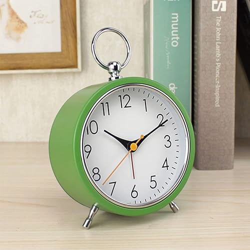 Miniatura 3 de thjsvy Reloj despertador analógico con luz nocturna, reloj de escritorio retro de metal, funciona con pilas, para niños, dormitorio, mesita de