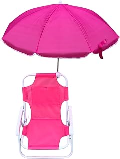HoveeLuty Silla de Playa para niños con sombrilla, Plegable y Desmontable, con Dosel, portátil para Exteriores, Color Rosa, con sombrilla, para Playa y Dosel.