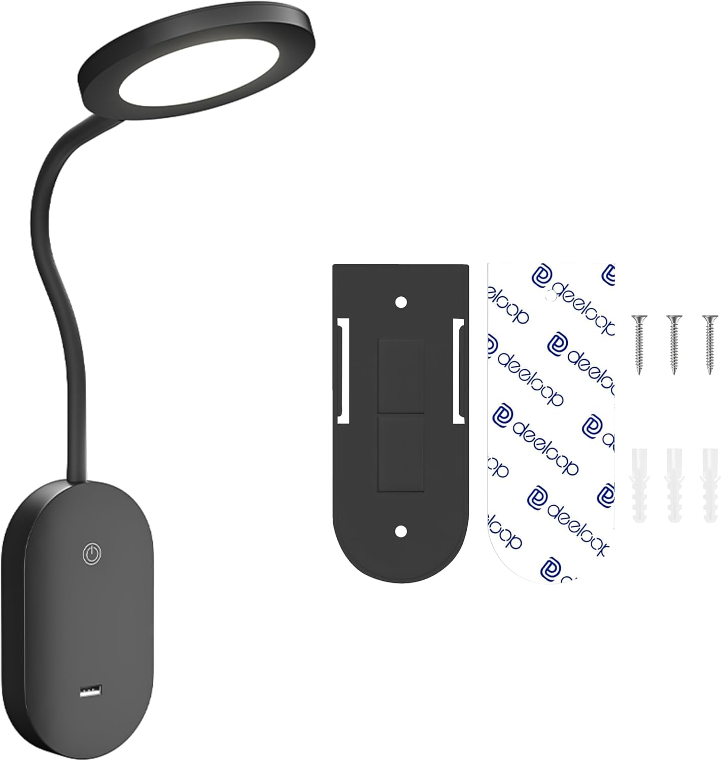 deeloop LED Bed Wall Lamp Set | 1 Black Wall Lamp Set * 1 Wall Lamp Installation Accessories Bundle