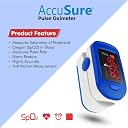 AccuSure Finger Tip Pulse Oximeter with LED Display and Auto Power Off Feature (Blue and White) gallery image
