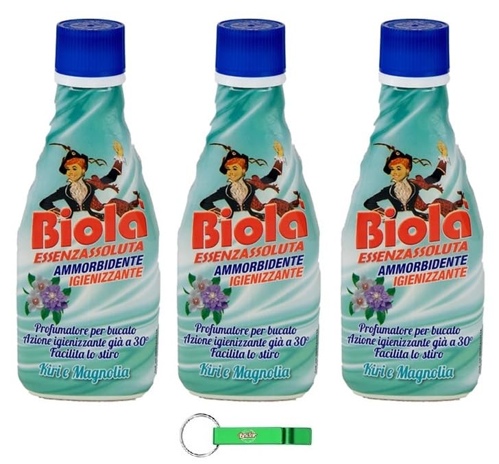 Biolà Essenza Assoluta Profumatore Ammorbidente - Deodorante per bucato altamente concentrato Kiri e Magnolia, 250 ml + portachiavi Beni Culinari