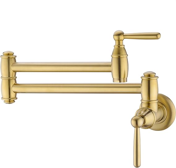 Avola Wall Mount Pot Filler Faucet,Brass Gold Pot Filler,Resist