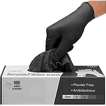 Black Nitrile Disposable Gloves - Latex-Free, Powder-Free, Pack of 200, Strong and Puncture-Resistant, Medical, Food Handling, Tatoo Barber Shop Gloves Large