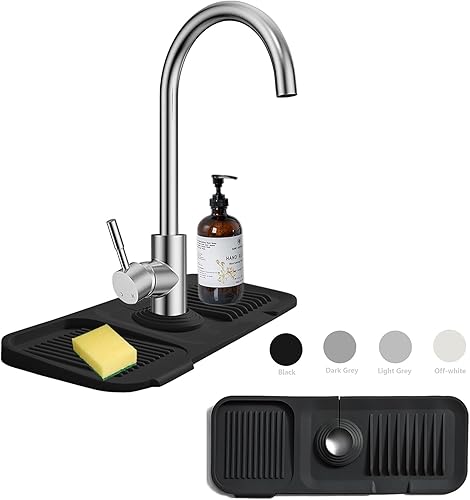 Protector de fregadero de silicona, protector contra salpicaduras, bandeja colectora de goteo, soporte de esponja, se adapta al tubo de grifo de 2.5