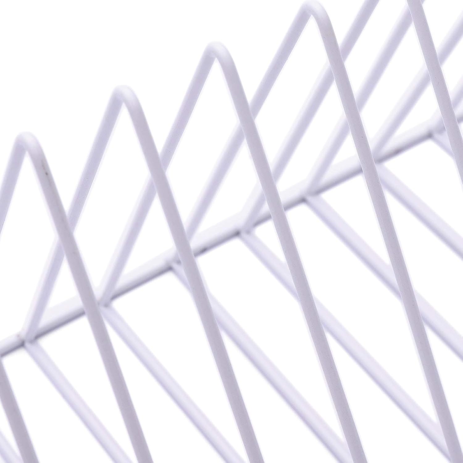 4 Pack Triangle File Storage Holder Racks Iron Desktop Magazine Organizer Metal Newspapers Folders for Office Table Desk Bookshelf Home Decoration, White